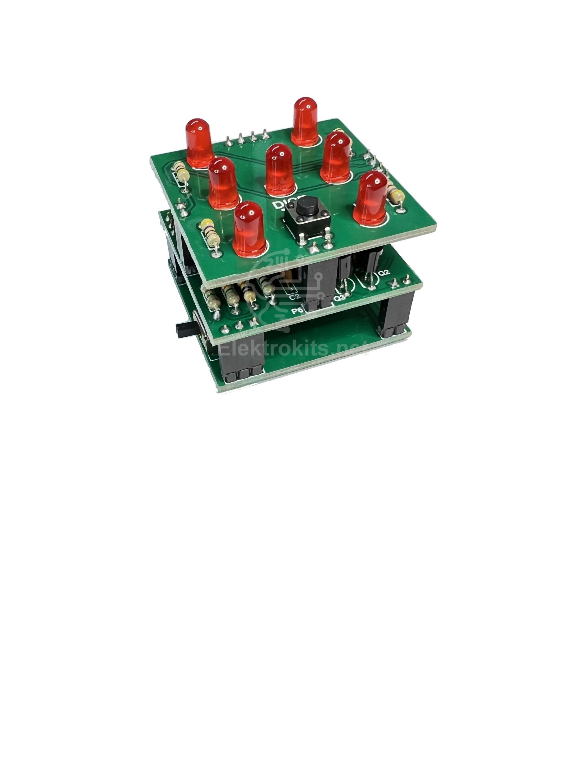 Assembled Electronic PCB Dice with 5mm LEDs